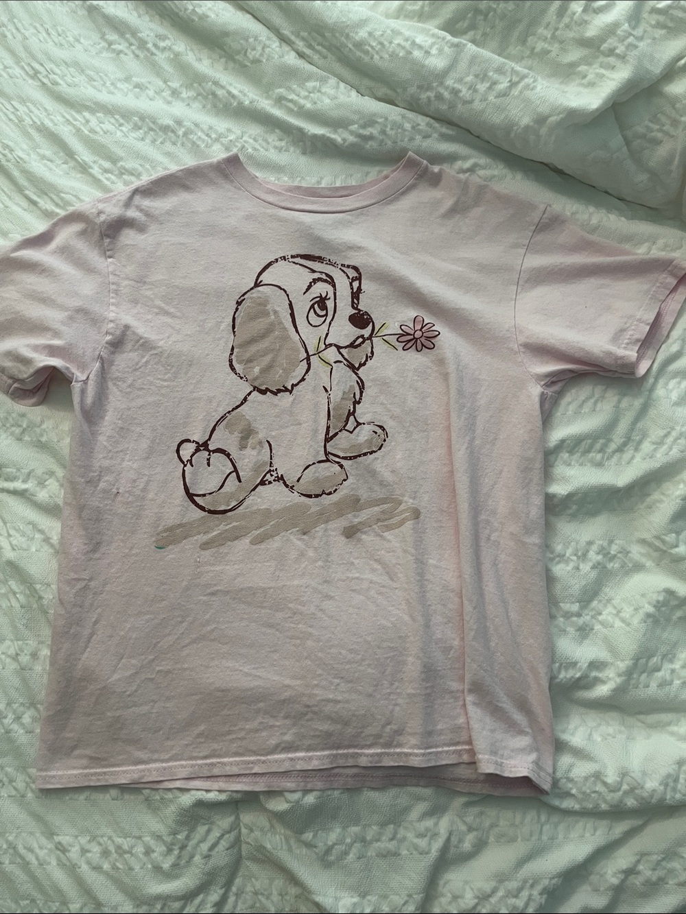 Pink Lady and the Tramp Graphic Tee with Floral Detail